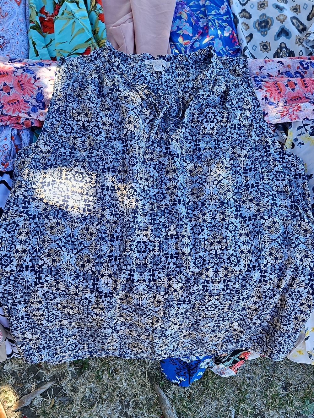 Women’s Blue Floral Sleeveless Top XL